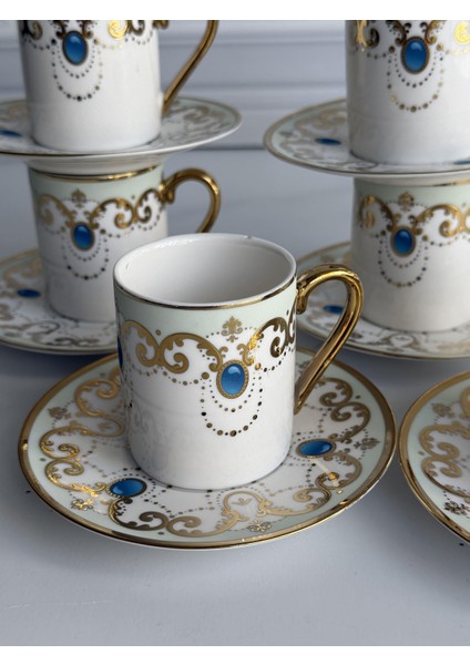 Türk Kahve Fincanı Beatrice Yeşil 6 Kişilik 12 Parça modelleri