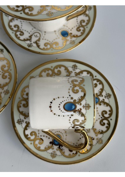 Türk Kahve Fincanı Beatrice Yeşil 6 Kişilik 12 Parça fırsatları