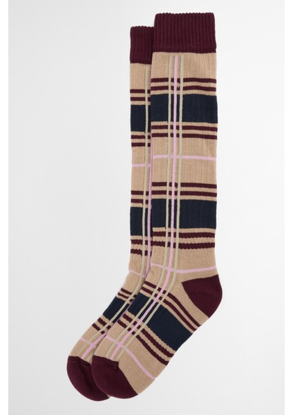 Wellington Tartan Diz Üstü Çorap PI18 Gardenia Tartan