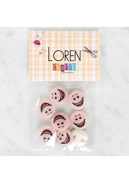 Loren Crafts 8'li Gülen Yüz Düğme - 1025
