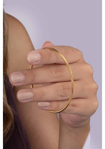 Altın Kaplama Desenli 925 Ayar Gümüş Kadın Ajda Bilezik modelleri