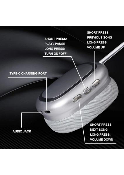 P9 Kablosuz 5.0 Bluetooth Kulaklık Üst Baş Yapısı Süngerli 400MA Pil 10 Saat Müzik Çalma.