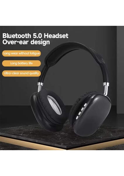 P9 Kablosuz 5.0 Bluetooth Uyumlu Kulaklık Üst Baş Yapısı Süngerli 400MA Pil 10 Saat Müzik Çalma.
