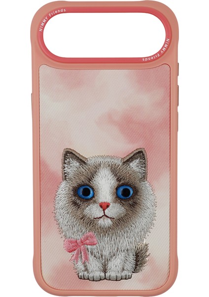 iPhone 17 Air Uyumlu 3D Göz Kedi Fiyonklu Gerçek Nakış Işlemeli Kabartmalı New Big Eyes Kılıf
