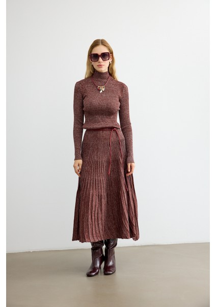 Glory Işıltılı Triko Elbise Acı Kahve modelleri