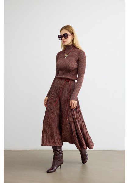 Glory Işıltılı Triko Elbise Acı Kahve fırsatları