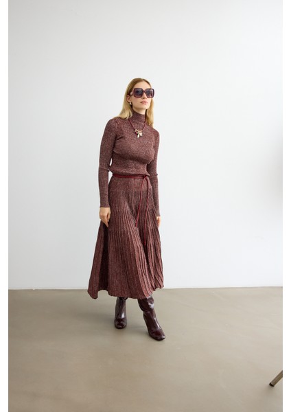 Glory Işıltılı Triko Elbise Acı Kahve indirimleri