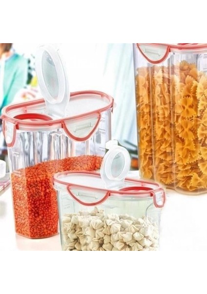 Kilitli Kapaklı Contalı Hava,su Sıvı Geçirmez 2,4 Litre Erzak Saklama KABI-SA590 modelleri