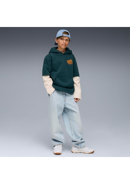 Mid 90S Layered Çocuk Yeşil Kapüşonlu Sweatshirt modelleri