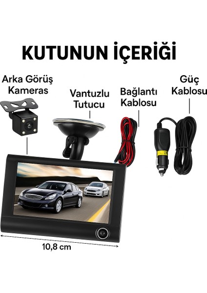 3 Kameralı Kayıt Cihazı Iç Ön Arka Geri Görüş Kameralı Araç Içi Kamera fiyatları