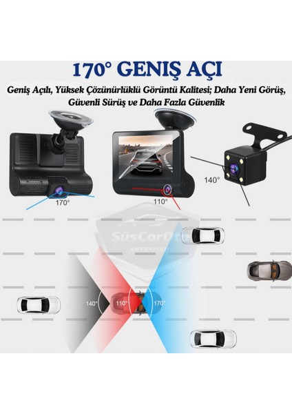 3 Kameralı Kayıt Cihazı Iç Ön Arka Geri Görüş Kameralı Araç Içi Kamera modelleri