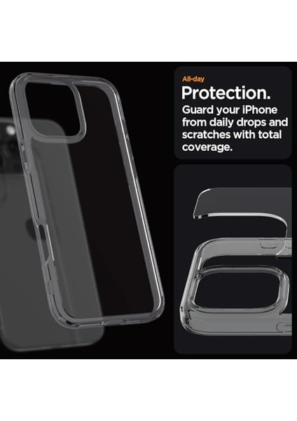 16 Pro Ince Kılıf Ultra Sararma Karşıtı Duraclear™ Hava Kanalı Teknolojisi™ Askeri Sınıf Koruma Space Crystal Şeffaf Kapak - ACS08123 modelleri
