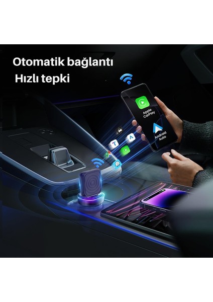 Mını-Ultra Kablosuz Carplay & Android Auto Adaptör – 2’si 1 Arada, Tüm Araçlarla Uyumlu modelleri