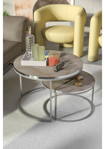 Orta Sehpa Ikili Lüx Specıal Gümüş Gordion