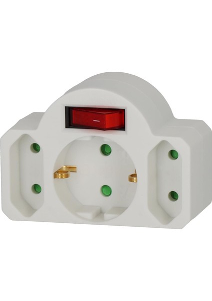 1508100 2+1 Açık/kapalı Anahtarlı Priz Beyaz