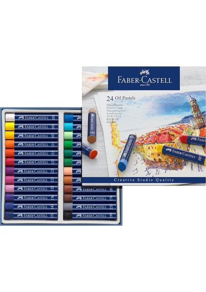 Studio Yağlı Pastel, 24 Renk, Parlak ve Yoğun Renkler, Yumuşak Kullanım, Asit Içermez, Renk Karıştırmaya Uygun