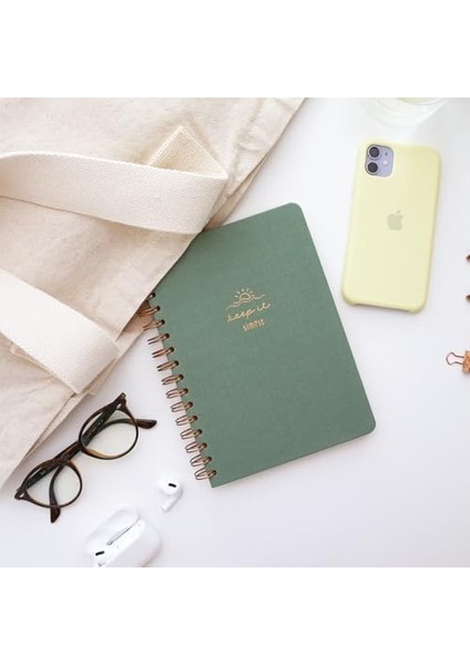 A5 Spiralli Sert Kapak Noktalı Tarihsiz Not Defteri Yeşil fiyatları