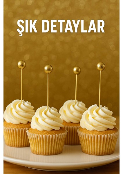 50’li Altın Top Başlıklı 12 cm Bambu Kürdan Seti – Kokteyl, Tatlı ve Davet Sunumları Için Şık Seçim fırsatları