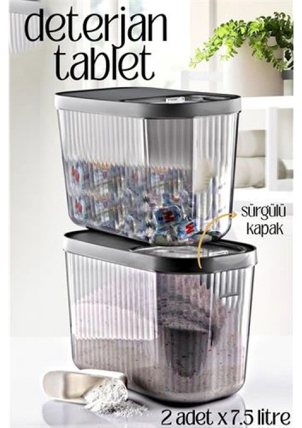 Multibox Deterjan Tablet Kutusu Sürgülü Kapak 7.5 Litre 2 Adet