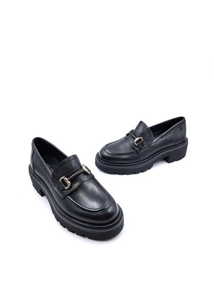 B260682 Hakiki Deri Kadın Siyah Loafer Ayakakbı fırsatları