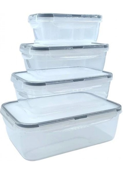 4lü Iç Içe Sızdırmaz Contalı Kilitli Kapaklı Plastik Erzak Saklama Kapları LC315 indirimleri
