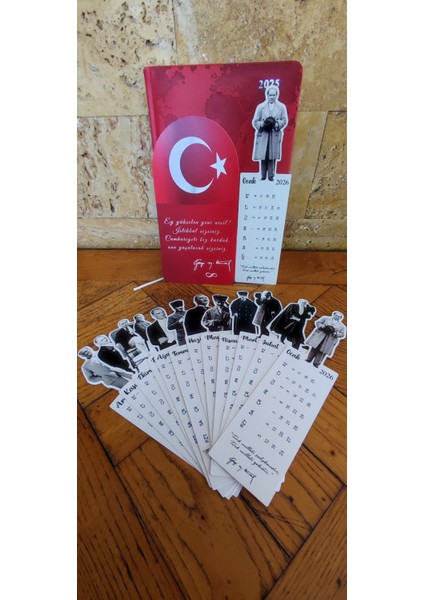 2026 Atatürk Ayraç Takvimi Atatürk Temalı Özel Tasarım Ayraç Takvim