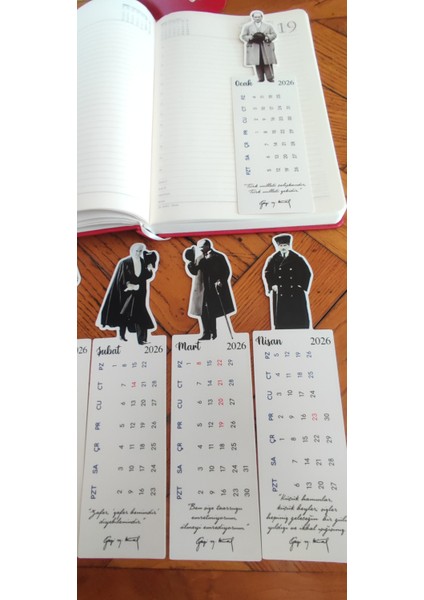 2026 Atatürk Ayraç Takvimi Atatürk Temalı Özel Tasarım Ayraç Takvim modelleri