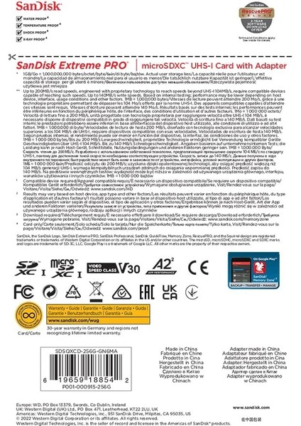 256 GB Extreme Pro Microsdxc Kartı + Sd + Rescuepro, 200 Mb/sn'ye Kadar, A2 App, Uhs-I, 10, U3, V30 fiyatları