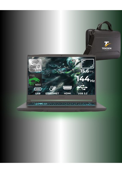 Msı Msı Cyborg 15 Intel Core I7 13620H 16GB 512GB SSD RTX4050 6gb Freedos 15.6" Fhd 144Hz Taşınabilir Bilgisayar