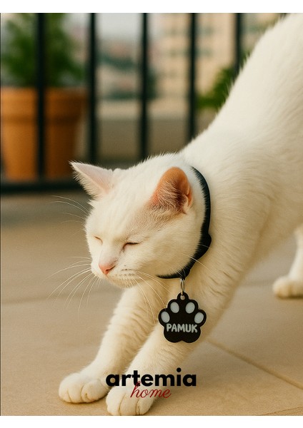 Patili Kedi Künyesi | Siyah & Beyaz | 3D Baskı Pla | Kişiselleştirilebilir Isimli Kedi Künyesi fiyatları