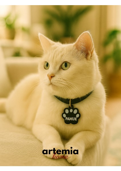 Patili Kedi Künyesi | Siyah & Beyaz | 3D Baskı Pla | Kişiselleştirilebilir Isimli Kedi Künyesi modelleri