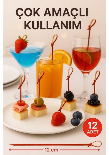 Düğümlü Kırmızı Bambu Kürdan – 12 Cm, Şık Davet ve Kokteyl Sunum Çubuğu (50’li Paket) fiyatları