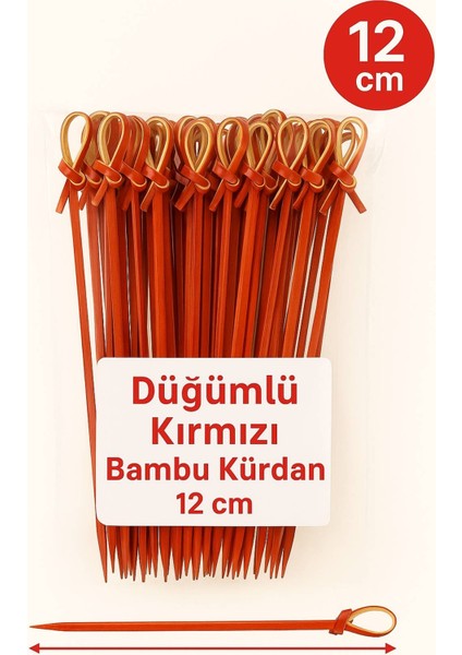 Düğümlü Kırmızı Bambu Kürdan – 12 Cm, Şık Davet ve Kokteyl Sunum Çubuğu (50’li Paket) modelleri