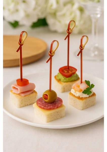 Düğümlü Kırmızı Bambu Kürdan – 12 Cm, Şık Davet ve Kokteyl Sunum Çubuğu (50’li Paket) indirimleri