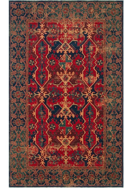 Cadis Kdm 01 Navy Red Vintage El Emeği Yüksek Kara Tezgah Halısı