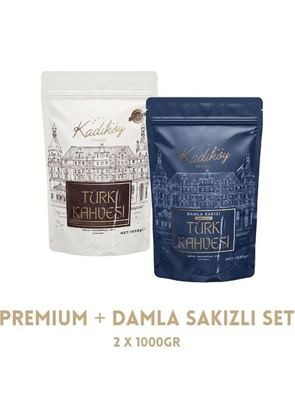 Premium + Damla Sakızlı Türk Kahvesi Set (2 x 1000GR)