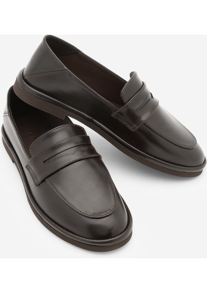 Kadın Loafer Düz Taban Makosen Günlük Ayakkabı Riston Kahve