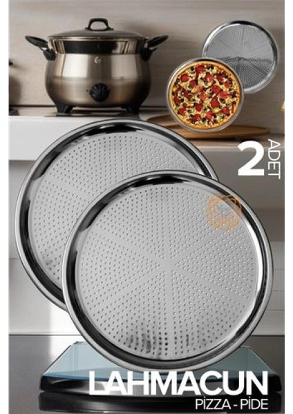 Lahmacun Pizza Pide Pişirme Tepsisi 2 li SET