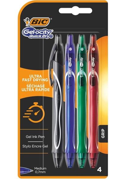 Gel-Ocity Dry Jel, Mavi Jel 4'lü Kutu, Karışık Renkler, 0.7 Mm. Çizgi Genişliği, Yumuşak ve Akıcı Yazım