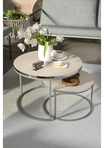 Orta Sehpa Ikili Lüx Specıal Gümüş Krem