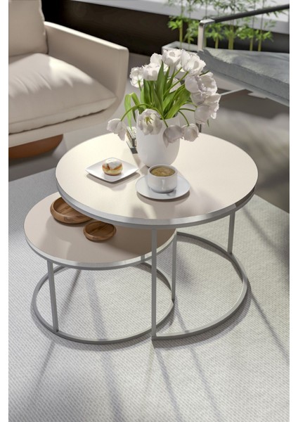 Orta Sehpa Ikili Lüx Specıal Gümüş Krem fırsatları