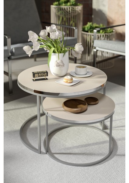 Orta Sehpa Ikili Lüx Specıal Gümüş Krem indirimleri