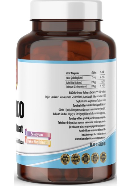 Çinko Bisglisinat & Bakır Selenium 60 Tablet fiyatları