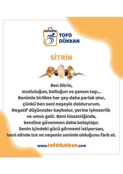 Dükkan Sitrin Taşı Bileklik - Neşe, Bolluk ve Şansın Enerjisi fiyatları