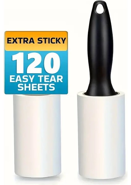 Yapışkanlı Tüy Toz Saç Toplayıcı Rulo Aparatı ve Yedek Başlık [60+60 Yaprak]