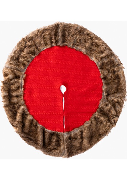 Kırmızı Örme Postlu Ağaç Altı Örtüsü 120CM