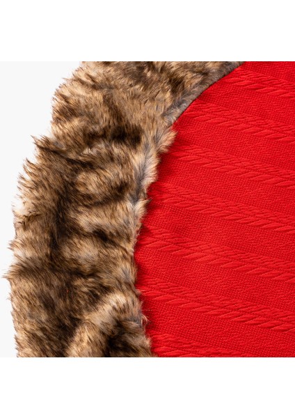 Kırmızı Örme Postlu Ağaç Altı Örtüsü 120CM fiyatları