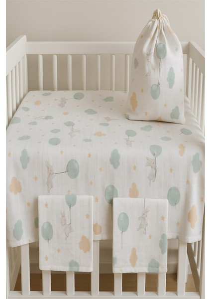 Müslin Bezi Bebek Set 6 Parça 100 % Pamuklu Tavaşanlı Bulut