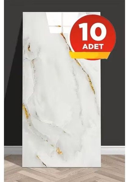10 Adet 30X60 cm Beyaz Bej Gold Mermer Desenl Kendinden Yapışkanlı Mutfak Banyo Kaplama Pvc PANEL-M107