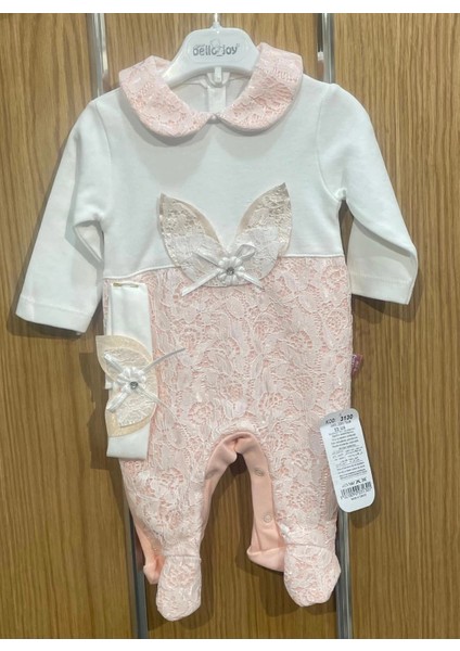 Dantel Çiçekli Bandanalı Bebe Kız Tulum